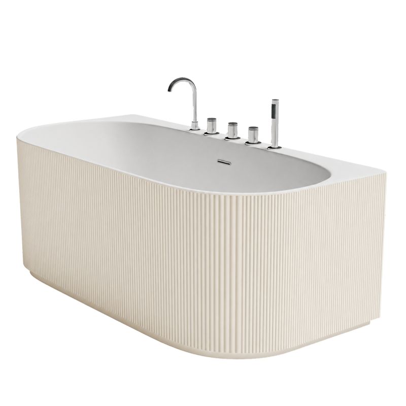 Cada de baie, freestanding, 170x80 cm, baterie si ventil inclus, Jasmine Mat exterior si Alb Lucios interior , Acril, Eden