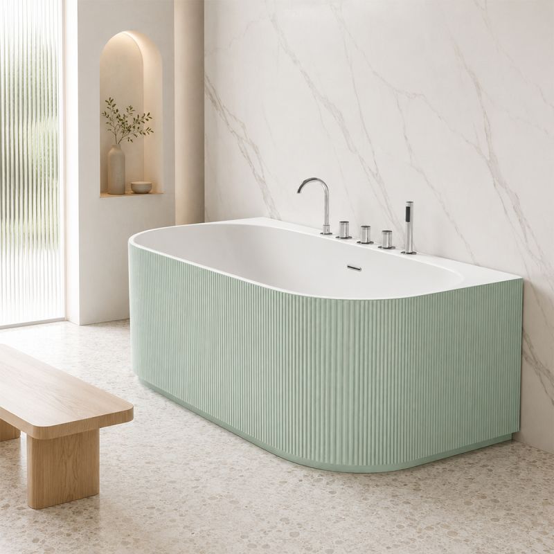 Cada de baie, freestanding, 170x80 cm, baterie si ventil inclus, Verde Mint Mat exterior si Alb Lucios interior , Acril, Eden