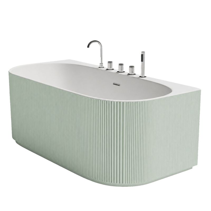 Cada de baie, freestanding, 170x80 cm, baterie si ventil inclus, Verde Mint Mat exterior si Alb Lucios interior , Acril, Eden