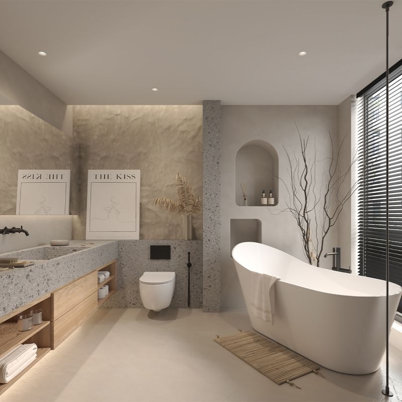 Cada de baie freestanding, Acril sanitar, Alb Lucios, 170x75 cm, izolare termica, Agota