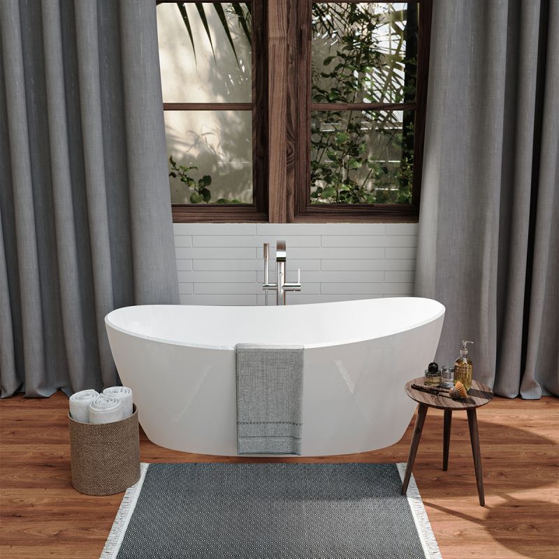 Cada de baie freestanding, Acril sanitar, Alb Lucios, 170x75 cm, izolare termica, Ania