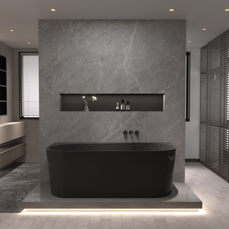 Cada de baie freestanding, Acril sanitar, Negru Lucios, 170x75 cm, izolare termica, Joe