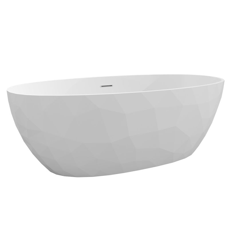 Cada de baie, freestanding, acril, ventil si preaplin crom inclus, Alb lucios exterior Alb Mat interior, 170x80 cm, Valencia