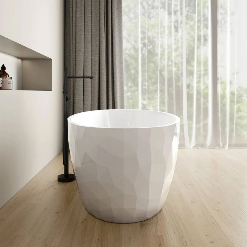 Cada de baie, freestanding, acril, ventil si preaplin crom inclus, Alb lucios exterior Alb Mat interior, 170x80 cm, Valencia