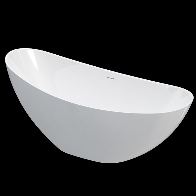 Cada de baie, freestanding, acril, ventil si preaplin crom inclus, Alb lucios interior/exterior, 160x80 cm, Cairo