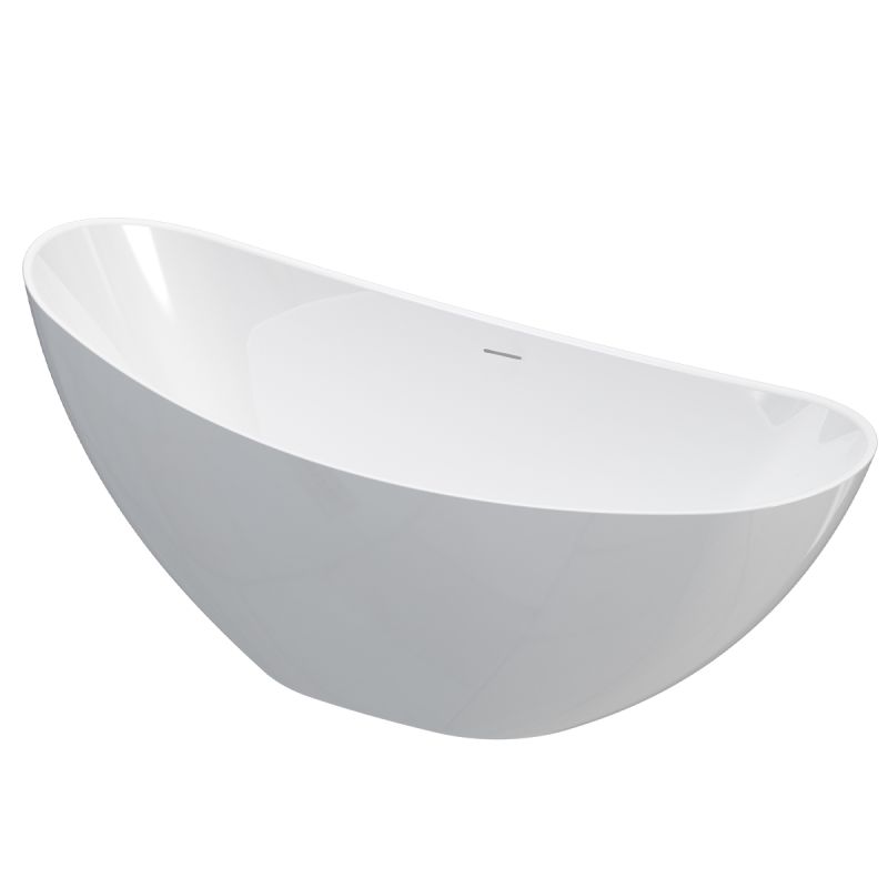 Cada de baie, freestanding, acril, ventil si preaplin crom inclus, Alb lucios interior/exterior, 160x80 cm, Cairo