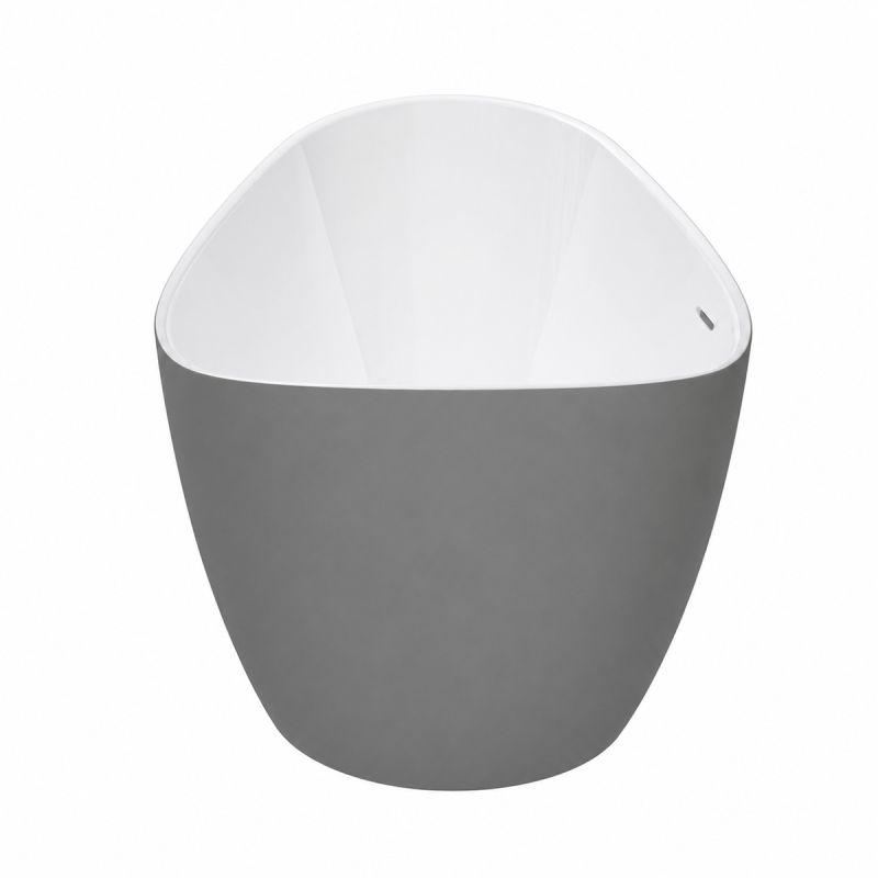 Cada de baie, freestanding, acril, ventil si preaplin crom inclus, Gri Mat exterior Alb Lucios interior, 160x80 cm, Cairo