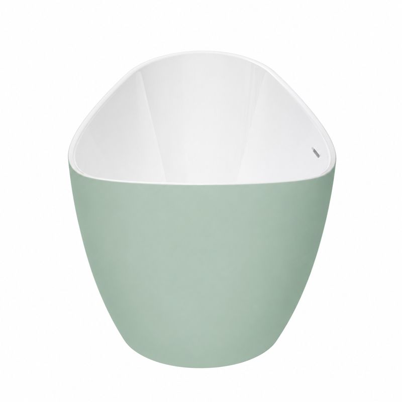 Cada de baie, freestanding, acril, ventil si preaplin crom inclus, Verde Mint Mat exterior Alb Lucios interior, 160x80 cm, Cairo