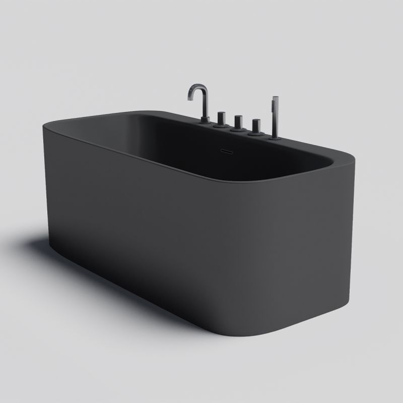 Cada de baie, freestanding, baterie si ventil inclus, Negru Mat, Acril, 170x80 cm, Granada