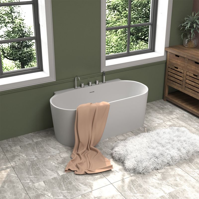 Cada de baie, freestanding, baterie si ventil inclus, Acril, 160x75 cm, Miraj
