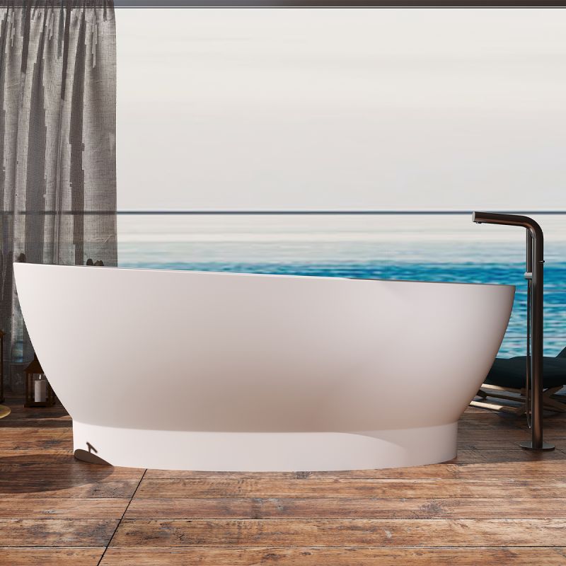 Cada de baie, freestanding, compozit mineral, ventil alb inclus, Alb Lucios, 160x83 cm, Edena