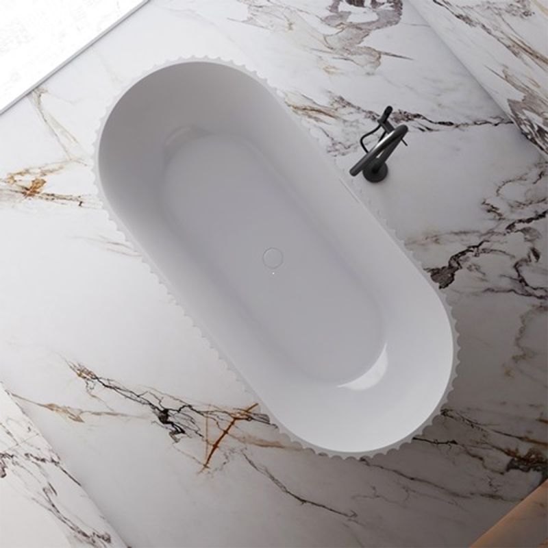Cada de baie, freestanding, compozit mineral, ventil alb inclus, Alb Lucios, 170x80 cm, Bali
