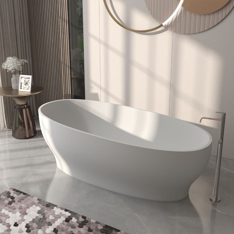 Cada de baie, freestanding, compozit mineral, ventil alb inclus, Alb Lucios, 170x85 cm, Noemi