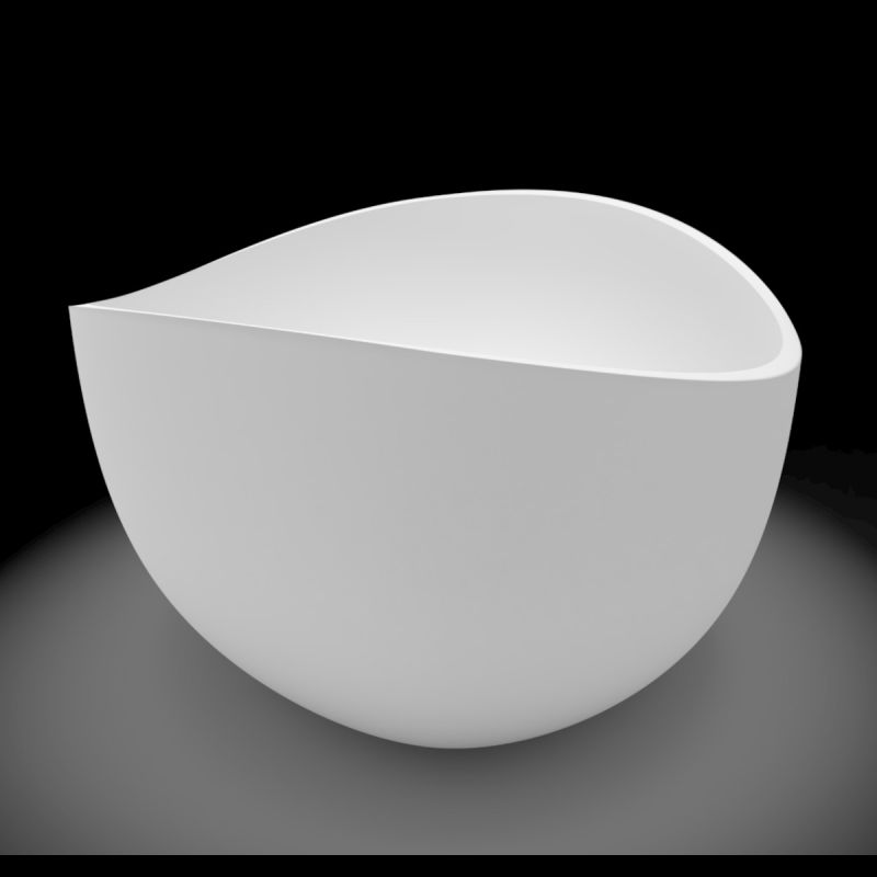 Cada de baie, freestanding, compozit mineral,  ventil alb inclus, Alb Lucios, 180x109 cm, Lirio