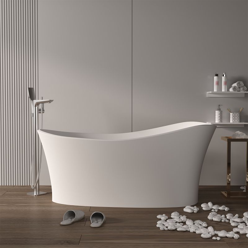 Cada de baie, freestanding, compozit mineral, ventil alb inclus, Alb Lucios,150x78 cm, Nice