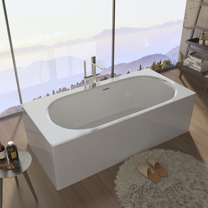 Cada de baie, freestanding, compozit mineral, ventil inclus, Alb Lucios, 180x86 cm, Anda