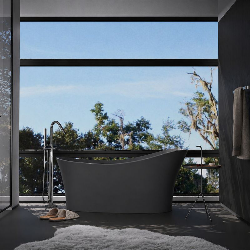 Cada de baie, freestanding, compozit mineral, ventil inclus, Antracit Mat, 150x78 cm, Nice
