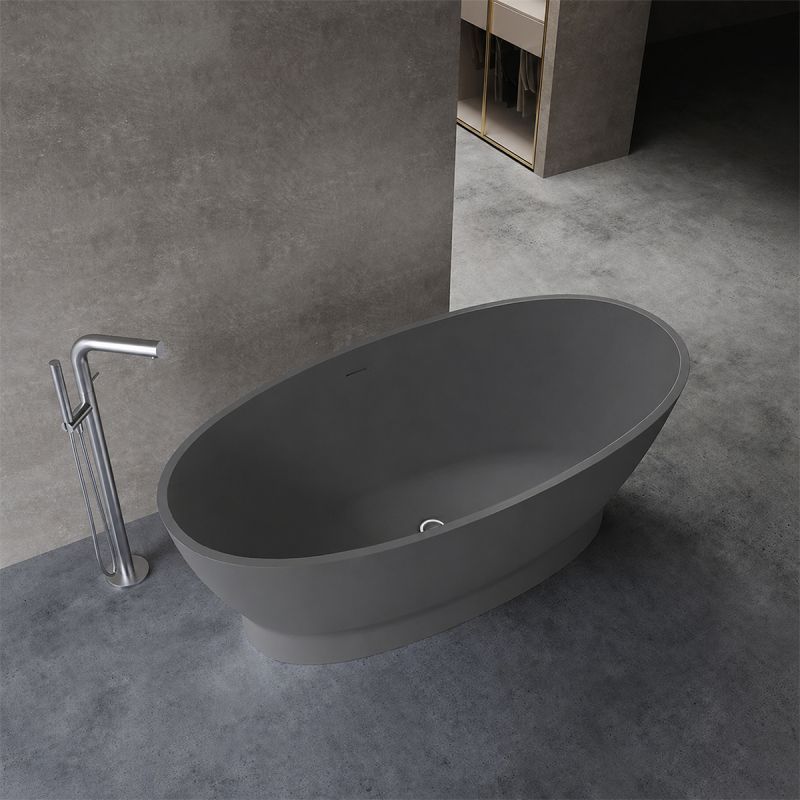 Cada de baie, freestanding, compozit mineral, ventil inclus, Antracit Mat, 160x83 cm, Edena