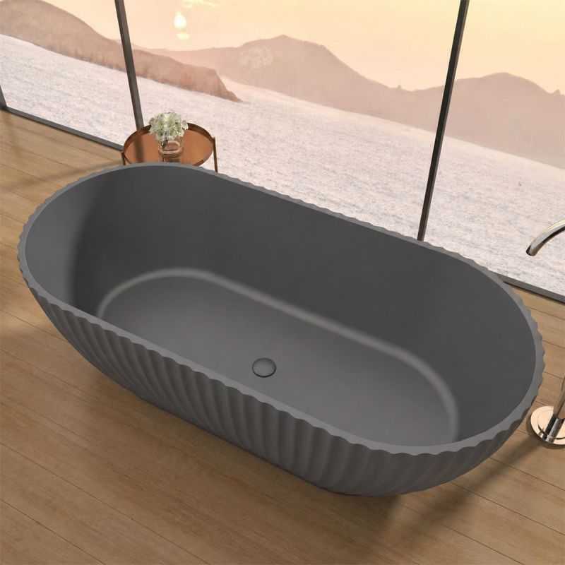 Cada de baie, freestanding, compozit mineral, ventil inclus, Antracit Mat, 170x80 cm, Bali