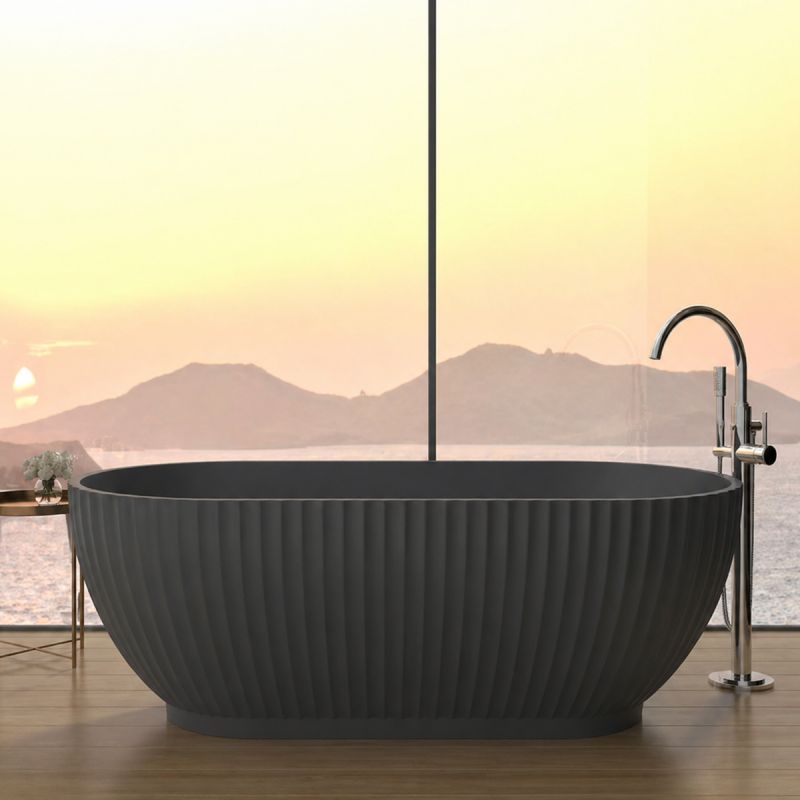 Cada de baie, freestanding, compozit mineral, ventil inclus, Antracit Mat, 170x80 cm, Bali