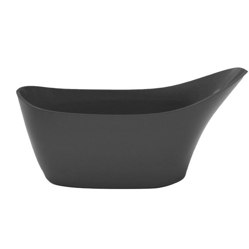 Cada de baie, freestanding, compozit mineral, ventil negru inclus, Negru Mat, 172x74 cm, Evelin