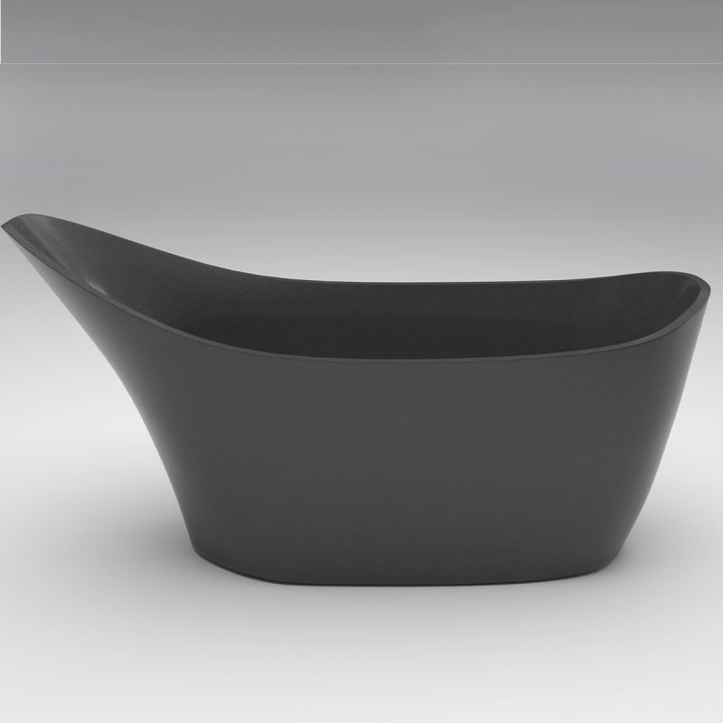 Cada de baie, freestanding, compozit mineral, ventil negru inclus, Negru Mat, 172x74 cm, Evelin