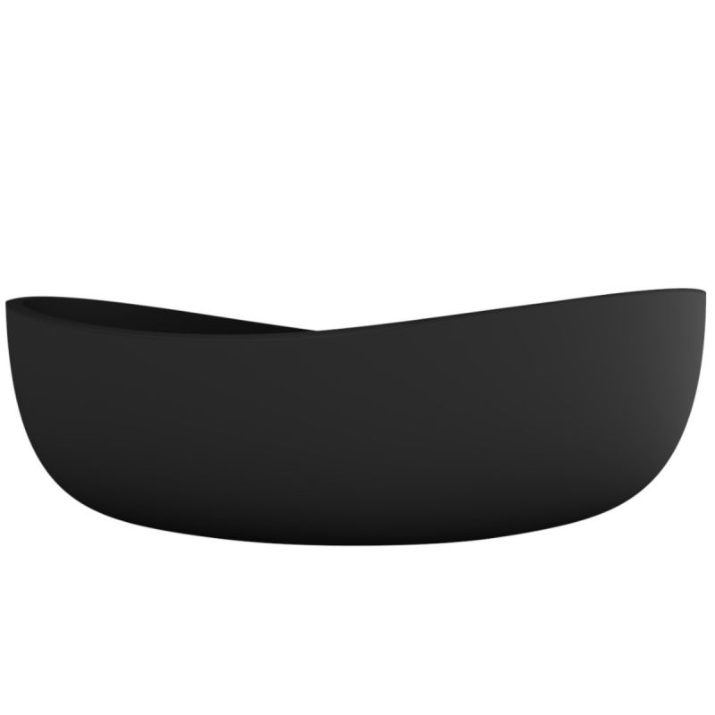 Cada de baie, freestanding, compozit mineral,  ventil negru inclus, Negru Mat, 180x109 cm, Lirio