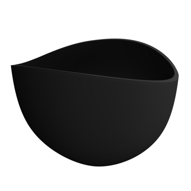 Cada de baie, freestanding, compozit mineral,  ventil negru inclus, Negru Mat, 180x109 cm, Lirio