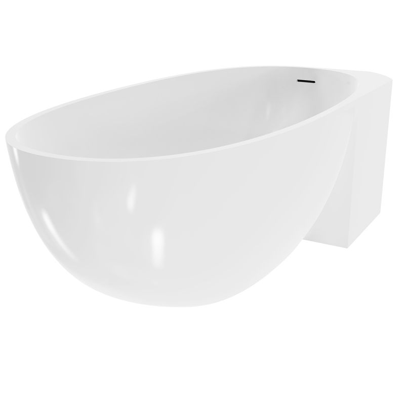 Cada de baie, freestanding cu montare pe colt,  compozit mineral, ventil alb inclus,Alb Lucios, 160x78 cm, Fifi