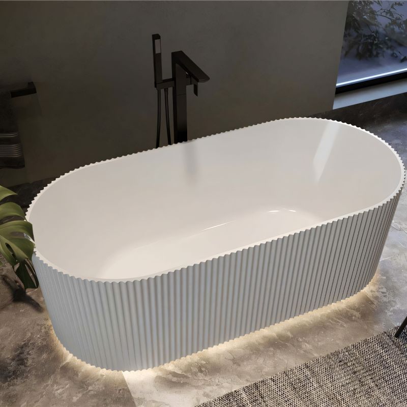 Cada de baie, freestanding, Iluminare Led , senzor miscare,  Acril, ventil  inclus, Alb Lucios, 170x80 cm, Eliza