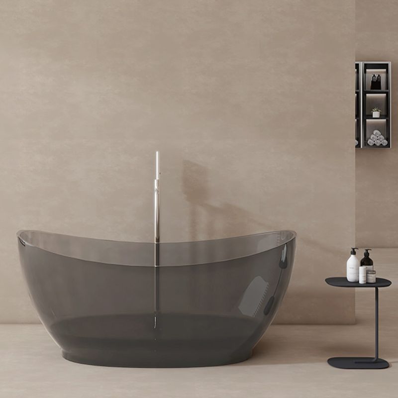 Cada de baie, freestanding, Rasina, ventil crom inclus, culoarea Gri Fumuriu, transparent, 170x80 cm, Selora