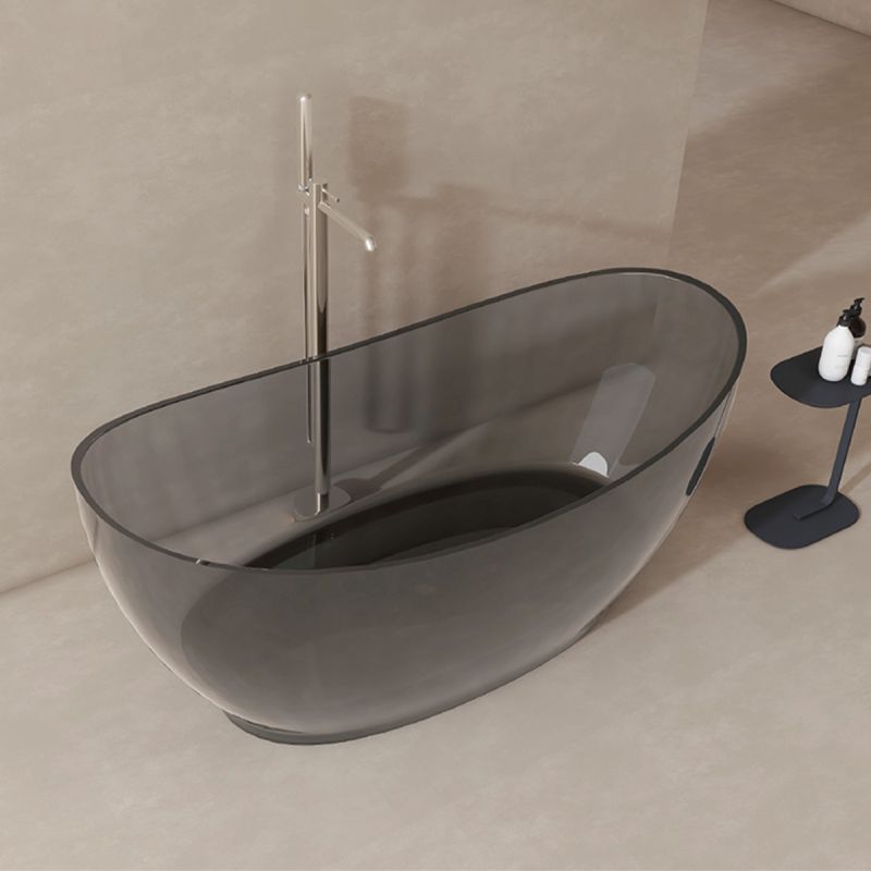 Cada de baie, freestanding, Rasina, ventil crom inclus, culoarea Gri Fumuriu, transparent, 170x80 cm, Selora