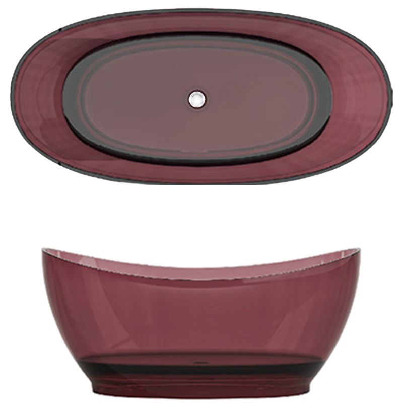 Cada de baie, freestanding, Rasina, ventil crom inclus, culoarea Rosu Visiniu, transparent, 170x80 cm, Selora