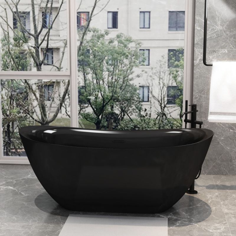Cada de baie Kevin, Acril sanitar, Negru Lucios interior si exterior, 170 cm, izolare termica, freestanding