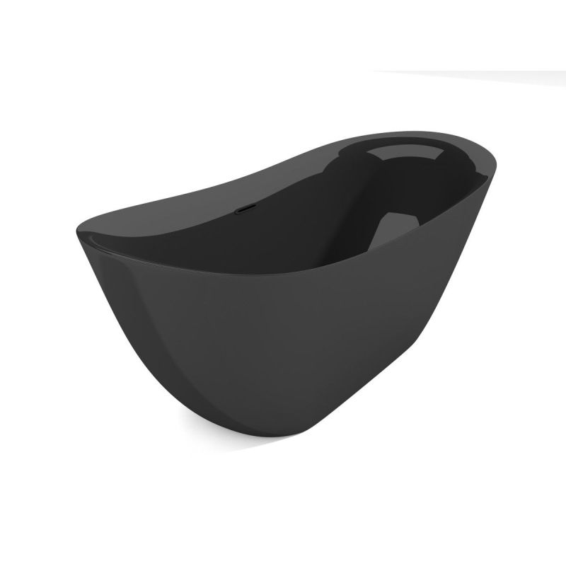 Cada de baie Kevin, Acril sanitar, Negru Lucios interior si exterior, 170 cm, izolare termica, freestanding