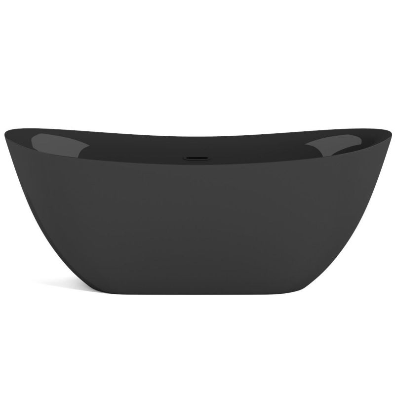 Cada de baie Kevin, Acril sanitar, Negru Lucios interior si exterior, 160 sau 170 cm, izolare termica, freestanding