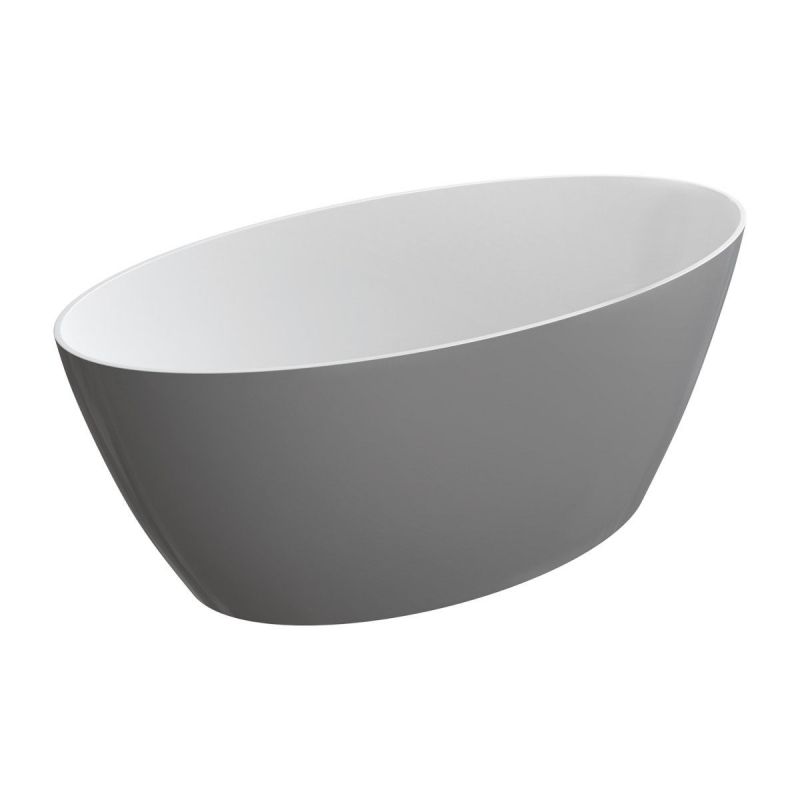 Cada de baie OMNIRES SIENA, Compozit Roca Dolomit, Gri Alb, lucios, 164x81 cm, izolare termica, freestanding