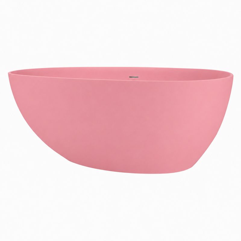 Cada de baie, Roz somon Mat, compozit mineral, freestanding, ventil crom inclus, 170x78 cm, Aveline