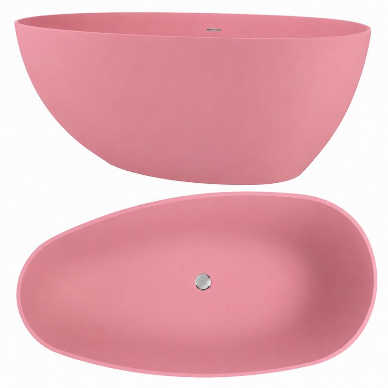 Cada de baie, Roz somon Mat, compozit mineral, freestanding, ventil crom inclus, 170x78 cm, Aveline