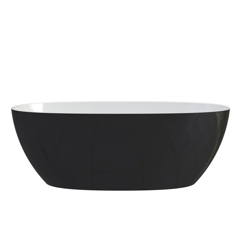 Cada de baie Zinon, Acril sanitar, Alb Lucios Interior, Negru Lucios Exterior, 160 sau 170 cm, izolare termica, freestanding