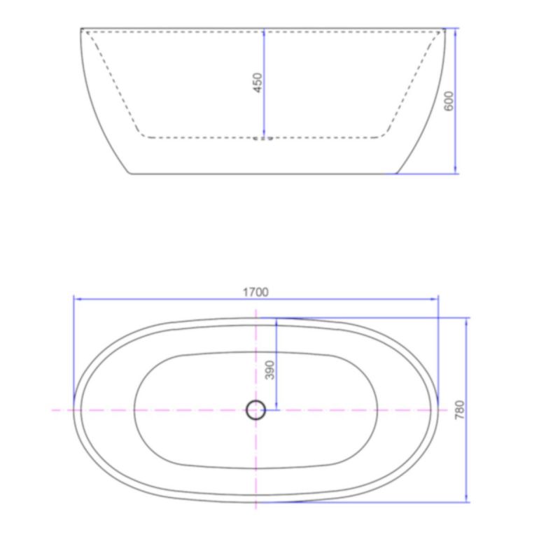 Cada Freestanding EGO Haiti, 170x78 cm, acril sanitar, alb lucios, design Minimalist