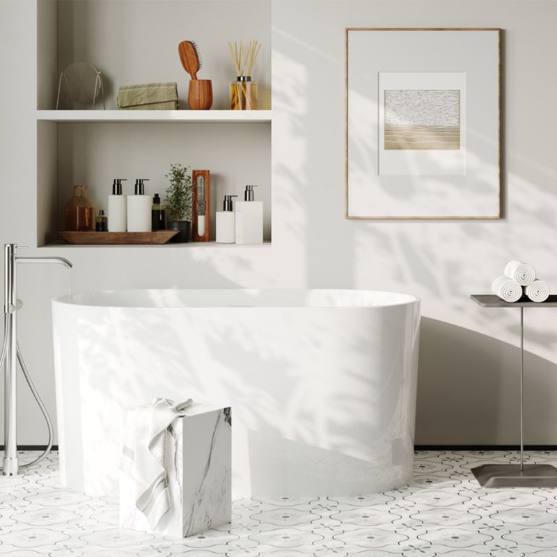 Cada tip japonez, Acril sanitar, Alb Lucios, 130x70 cm, Izolare termica, Freestanding, Tokyo