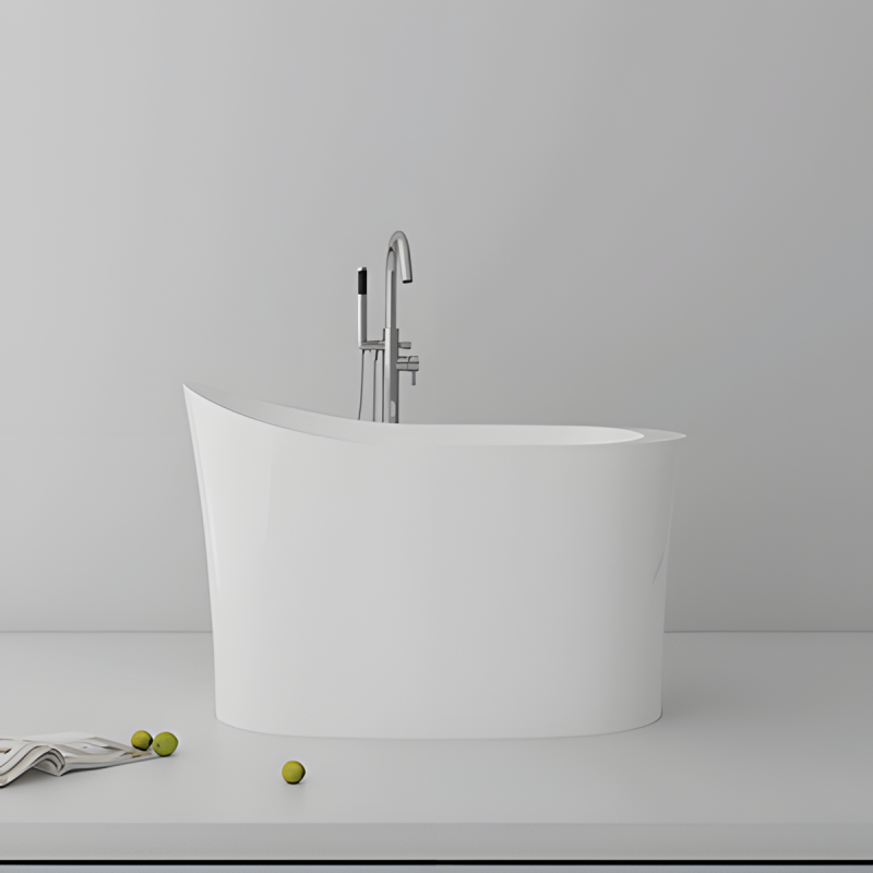 Cada tip japonez, freestanding, Acril, ventil crom inclus, culoarea Alb Lucios, 120x80 cm, Nubia