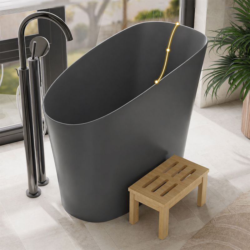 Cada tip japonez,compozit mineral, Antracit Mat, 120x58 cm, Izolare termica, ventil inclus, Freestanding, Sakura