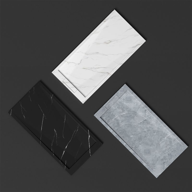 Cadita de dus, Alb Calacatta, finisaj Marble Mat, compozit mineral, dimensiuni 100-160x70-90 cm, decupabila, Antonio