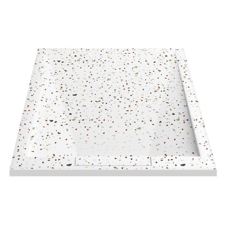 Cadita de dus, Alb, finisaj Terrazzo, compozit mineral, inaltime 2.5 dimensiuni 100-120x80-90 cm, decupabila, Antonio