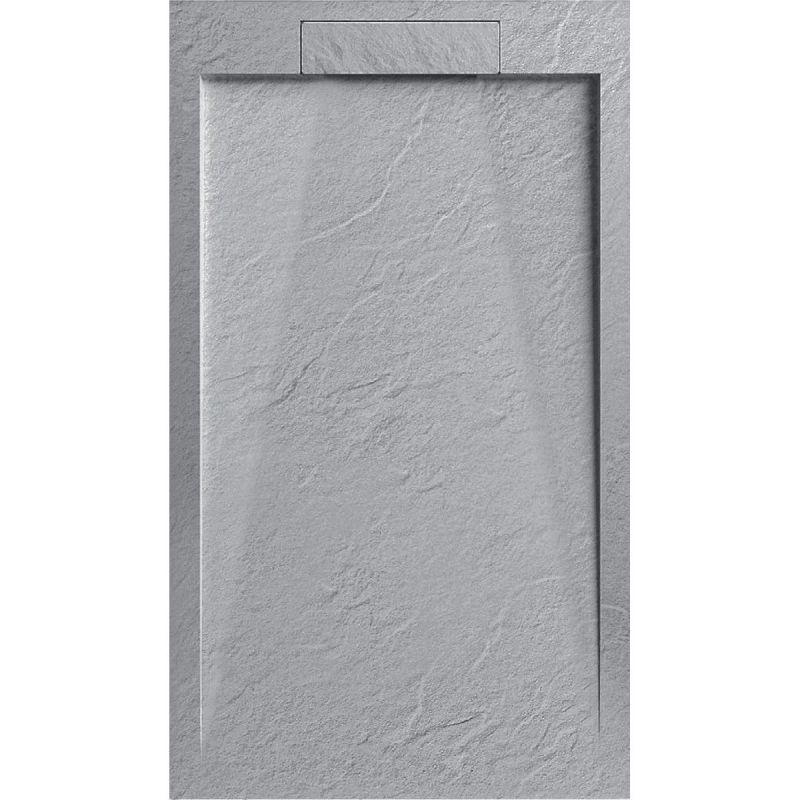 Cadita de dus, compozit mineral, dimensiuni 100-160x70-90 cm, inaltime 2.5 cm, scurgere ascunsa, decupabila, Gri ciment, Antonio