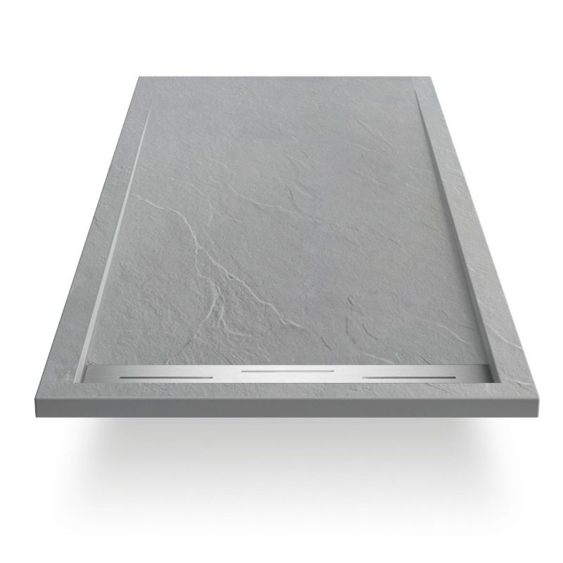 Cadita de dus, compozit mineral, dimensiuni 120x90 cm, inaltime 2.8 cm, decupabila, Gri ciment, Gonzalo