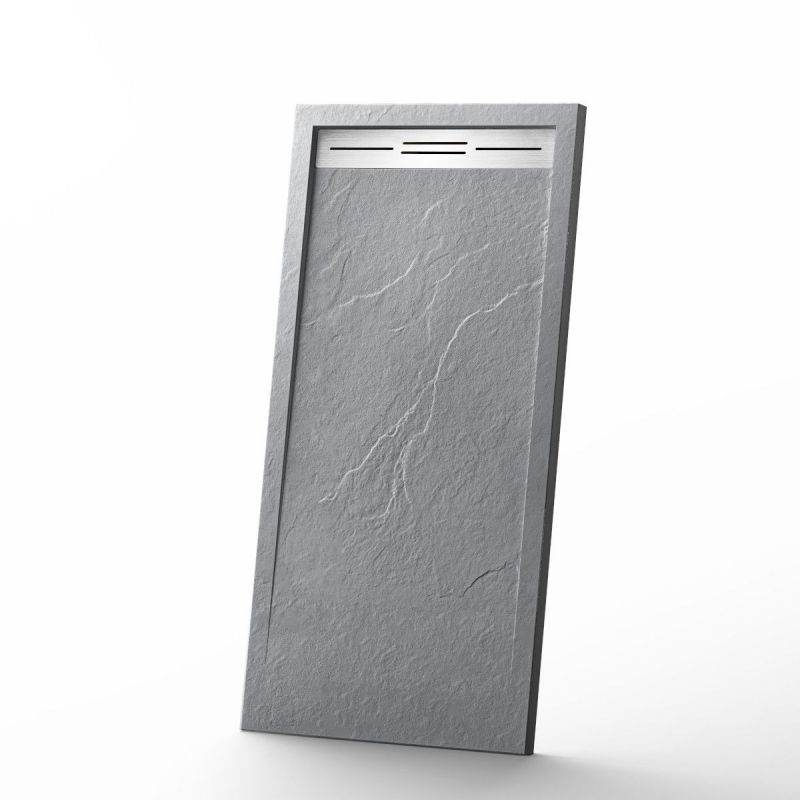 Cadita de dus, compozit mineral, dimensiuni 120x90 cm, inaltime 2.8 cm, decupabila, Gri ciment, Gonzalo