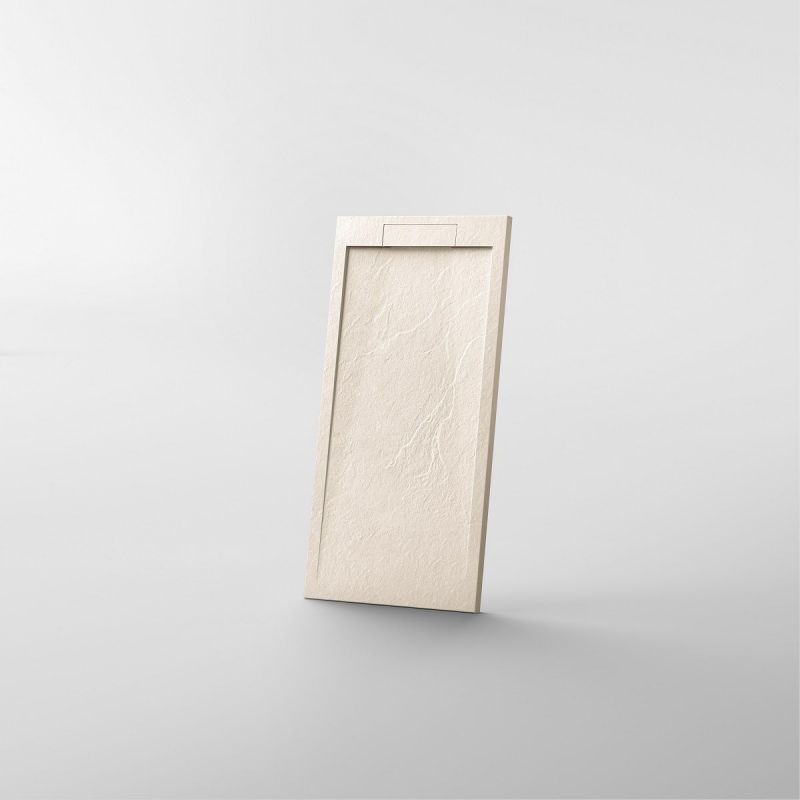 Cadita  de dus, compozit mineral, dimensiuni 70-90 x 80-160 cm, inaltime 2.5 cm, scurgere ascunsa, decupabila, Crem, Antonio